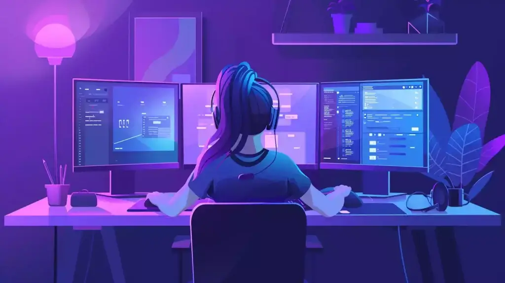 Pourquoi le SEO est vital pour les artisans et TPE ? 1 A_confident_female_freelance_web_developer_workin
