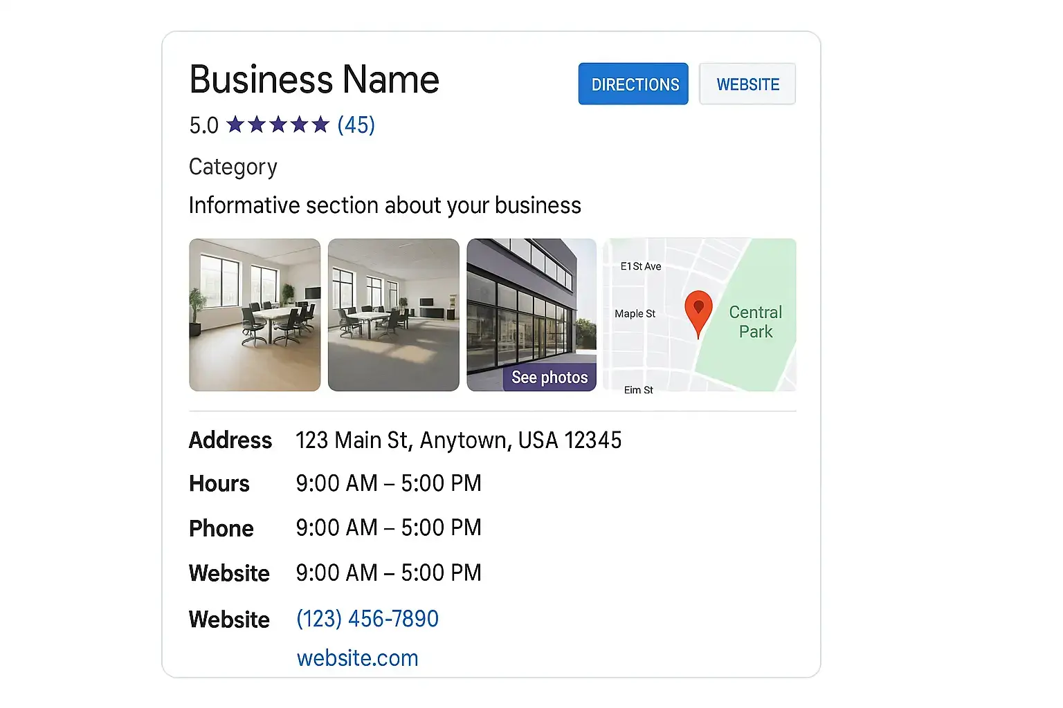 SEO et GEO : Votre boussole pour attirer les clients locaux à l'Ère de l'IA 4 Exemple fiche Google My Business optimisée référencement local