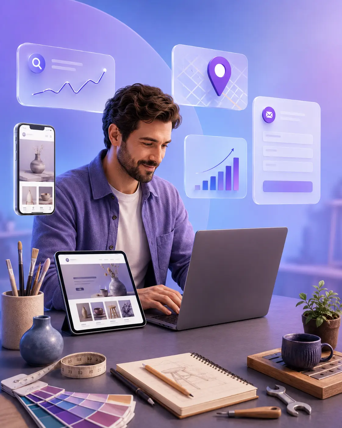 Création de site internet pour artisan avec affichage mobile et desktop