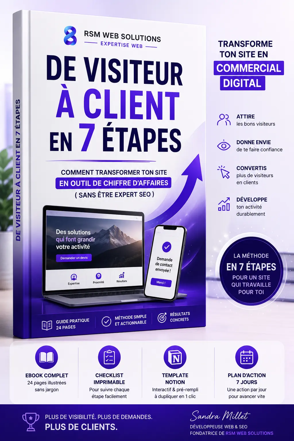 De Visiteur à Client en 7 Étapes – Ebook + Checklist + Notion 1 Ebook De visiteur à client en 7 étapes - Transformer son site en outil de chiffre d'affaires