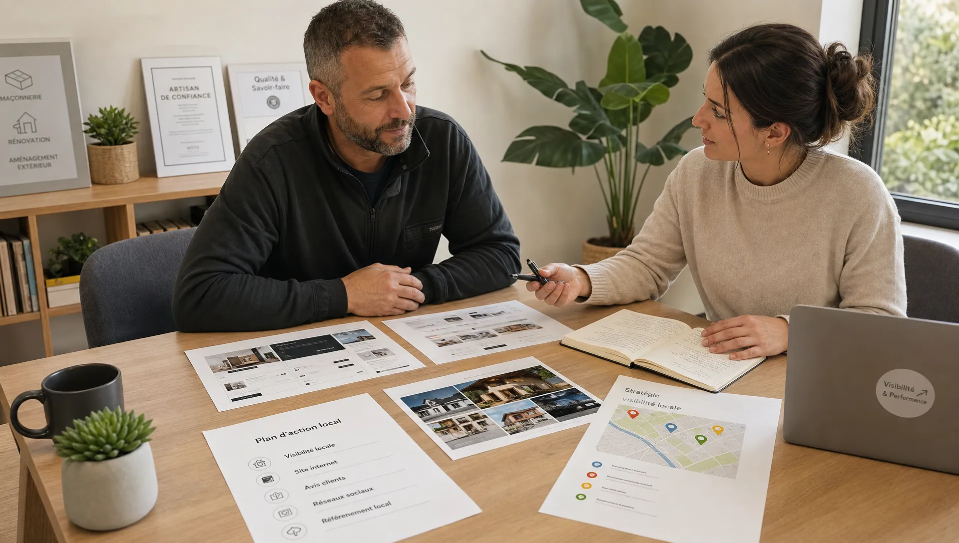 Comment choisir une agence web pour une TPE en 2026 2 Rendez-vous entre un artisan et une experte web pour comparer un projet de site internet local