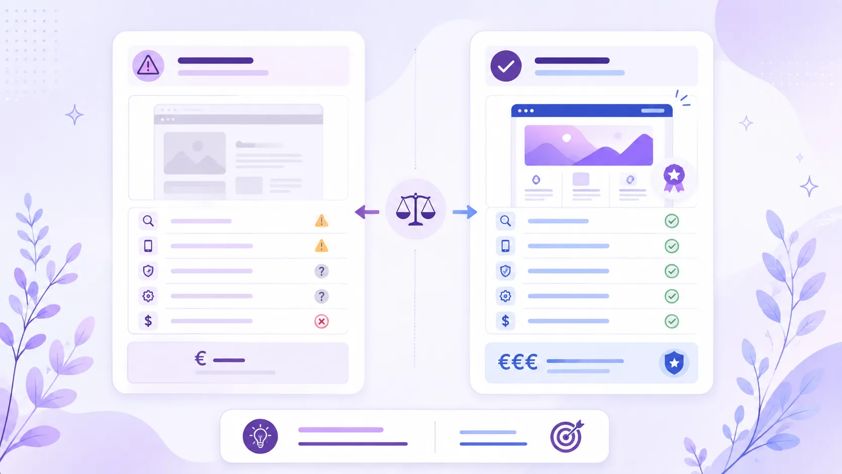Comparaison de deux devis de création de site internet avant signature