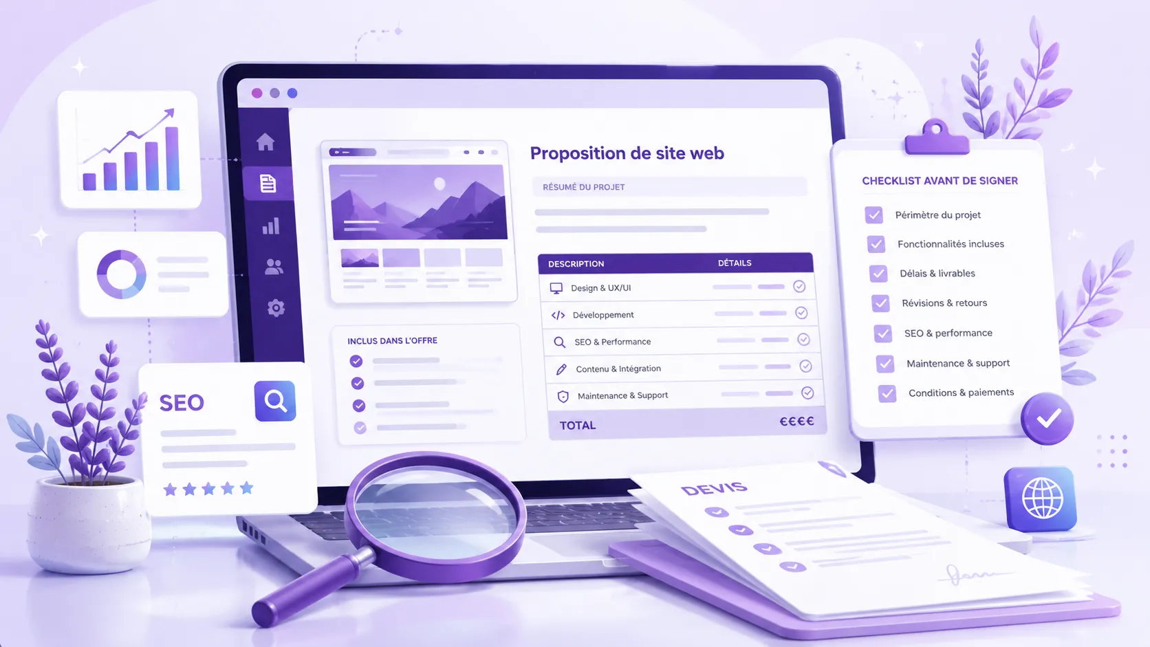 Devis site internet avec checklist des points à vérifier avant de signer